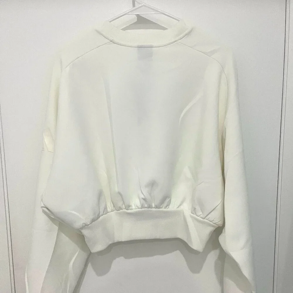 adidas Women's Sweatshirt, All Szn Soft Lux Loose Fit, Off-White, Medium - Picture 6 of 8